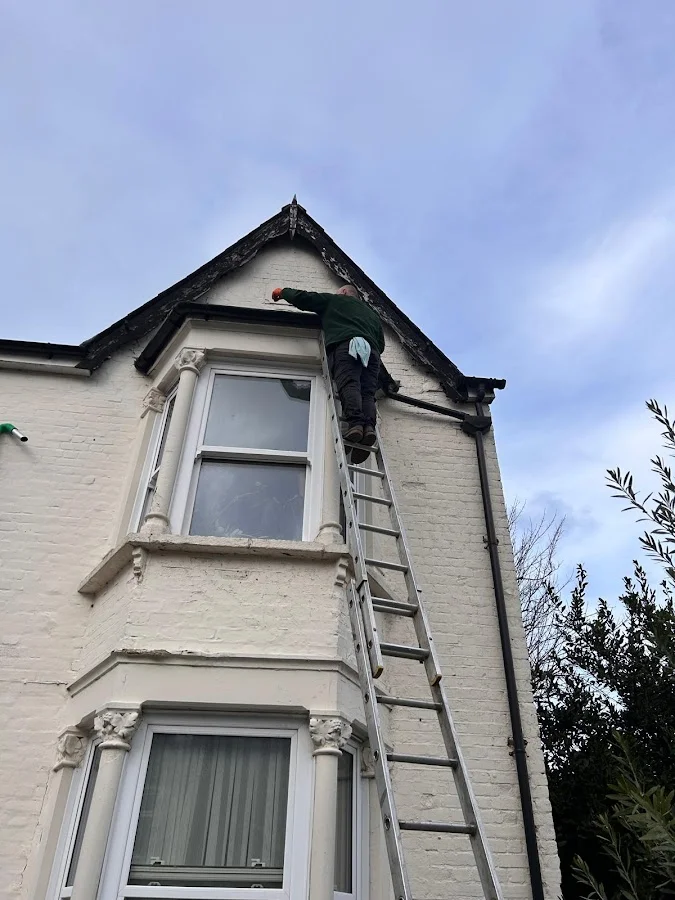 Gutter cleaning and maintenance on Victorian terraced property